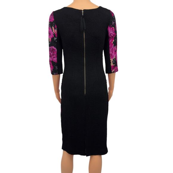 Tracy Reese Womens Textured Silk Jacquard Cocktail Dress 6 Fuchsia Pink Floral - Picture 11 of 16
